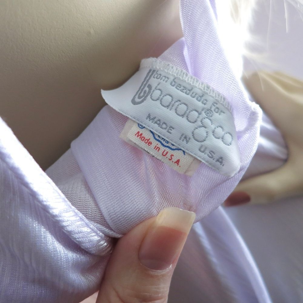 Tom Bezduda‎ Vintage 80s Lilac Gown M Maxi Slip Dress Coquette Lingerie - Picture 9 of 9
